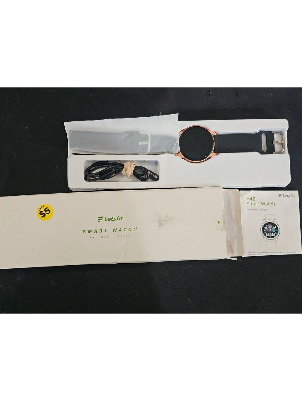 Letsfit E42 Smart Watch with Rose Gold Case and White Band
